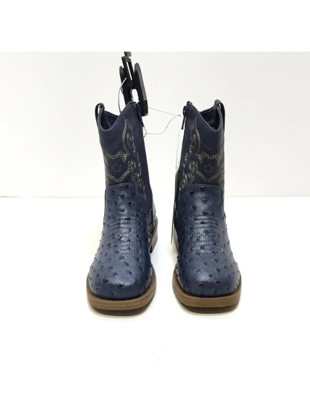 Pawz CB Childrens Western Boots Embroidered Design Ostrich Texture Boys 13 NWT